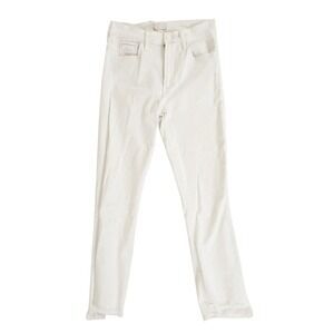 MOTHER The Insider Crop Step Fray Jeans White Denim 26